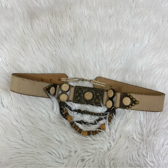 WHBM Genuine Leather Crystal Embellished Studded Black Belt NWT hM main image 2
